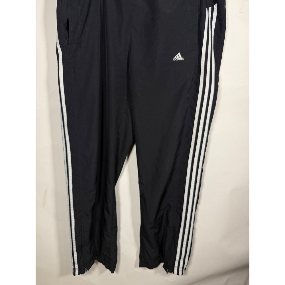 Adidas Mens Climalite Wind Pants Black White Stripe Zipper Cuff Size Large - Picture 3 of 8
